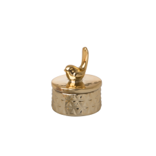 Gold Porcelain Trinket Box With Bird by Rice DK